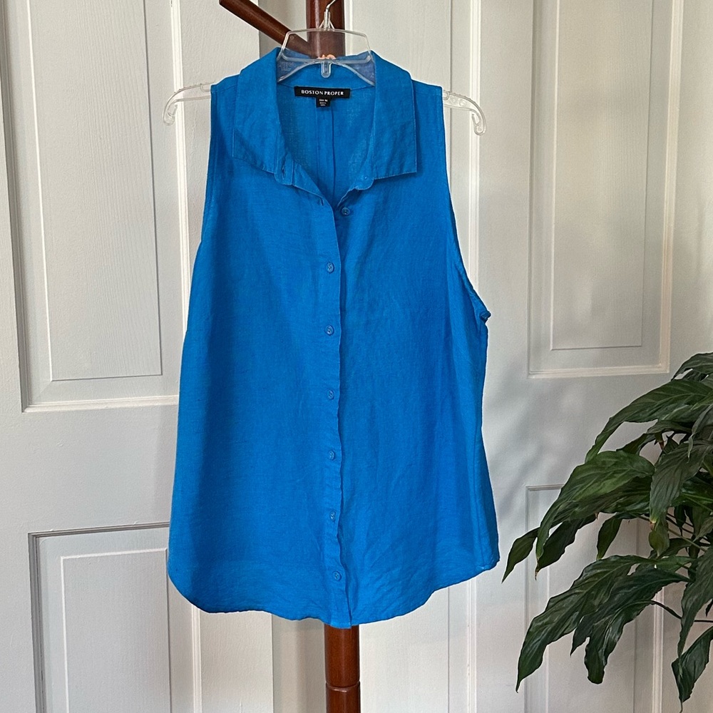 Boston Proper Vibrant Blue Sleeveless Top Blouse